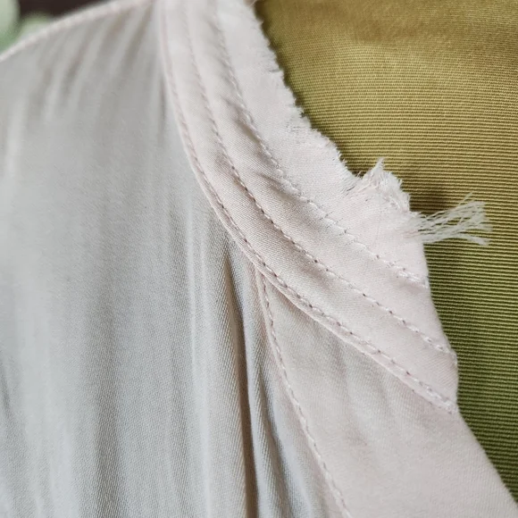 Dolan Left Coast Blouse Small Pink Sheer Sleeve Boho Flowy V Neck Made USA - Picture 3 of 12